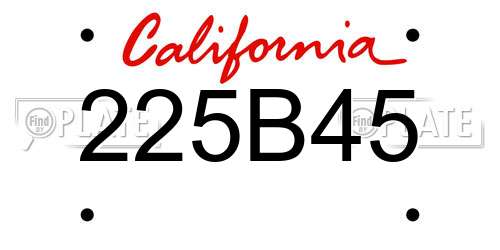 225B45 California License Plate