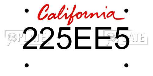 225EE5 California License Plate