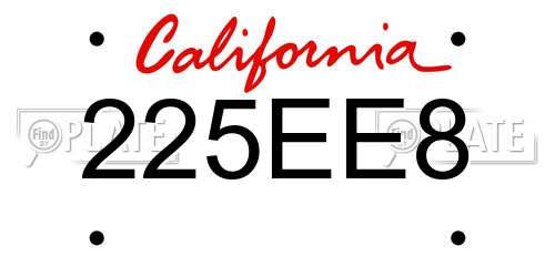 225EE8 California License Plate