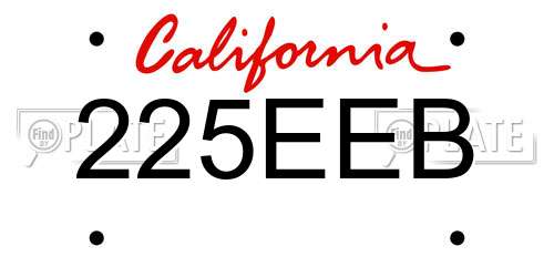 225EEB California License Plate