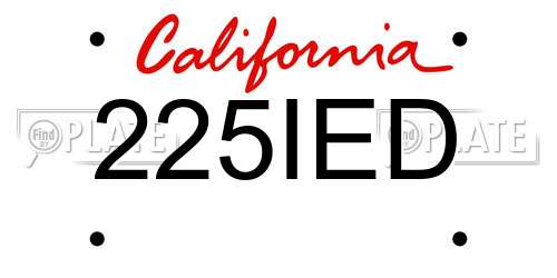 225IED California License Plate