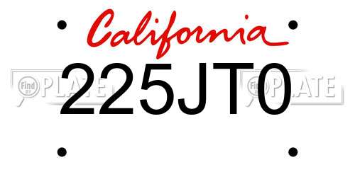 225JT0 California License Plate