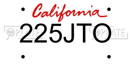 225JTO California License Plate