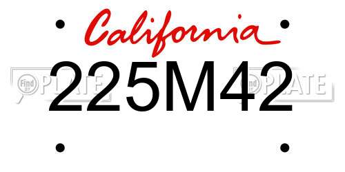 225M42 California License Plate