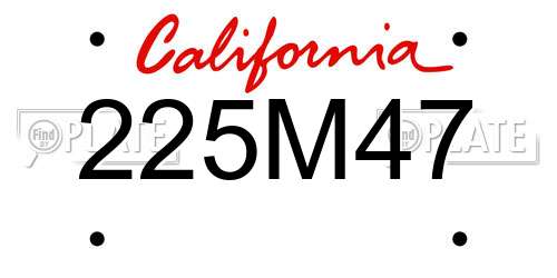 225M47 California License Plate