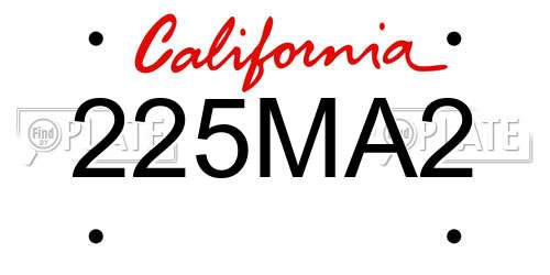 225MA2 California License Plate