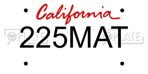 225MAT California License Plate