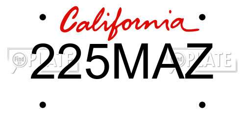 225MAZ California License Plate