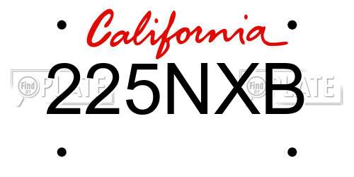 225NXB California License Plate