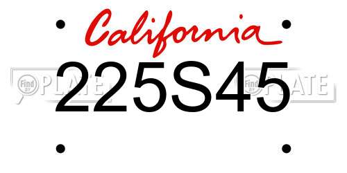 225S45 California License Plate