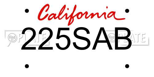 225SAB California License Plate