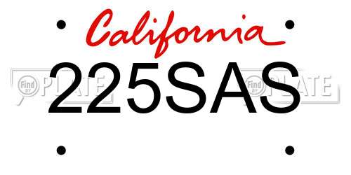 225SAS California License Plate
