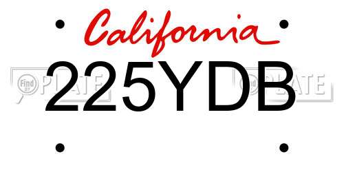 225YDB California License Plate