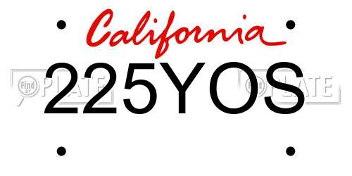 225YOS California License Plate