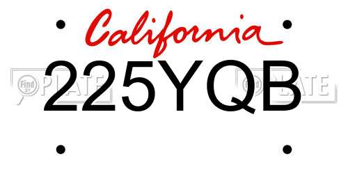 225YQB California License Plate