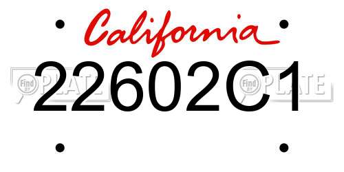 22602C1 California License Plate
