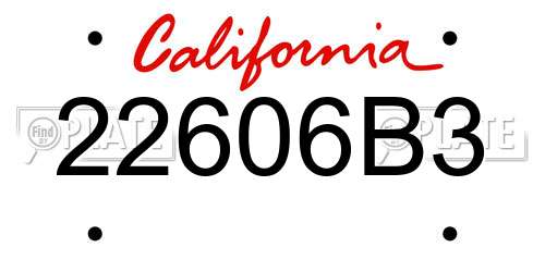 22606B3 California License Plate
