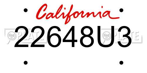 22648U3 California License Plate