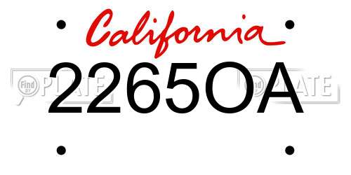 2265OA California License Plate
