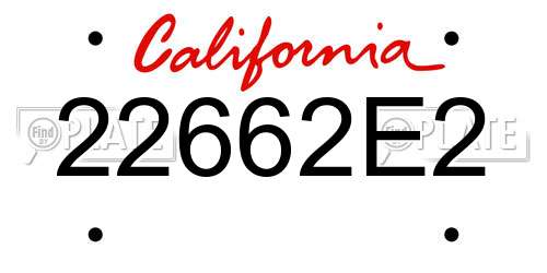 22662E2 California License Plate