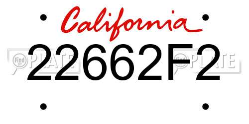 22662F2 California License Plate