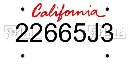 22665J3 California License Plate