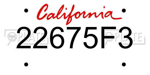 22675F3 California License Plate