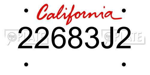 22683J2 California License Plate
