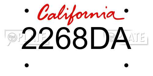 2268DA California License Plate