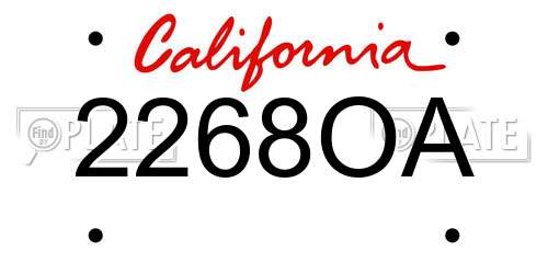2268OA California License Plate