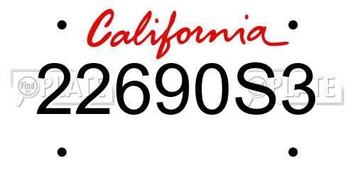 22690S3 California License Plate
