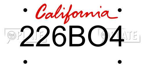 226BO4 California License Plate