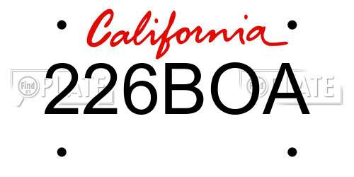 226BOA California License Plate
