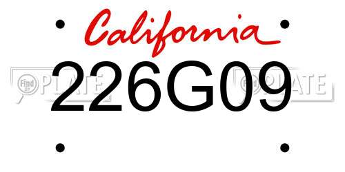 226G09 California License Plate