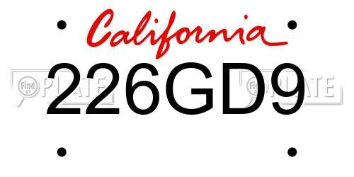 226GD9 California License Plate