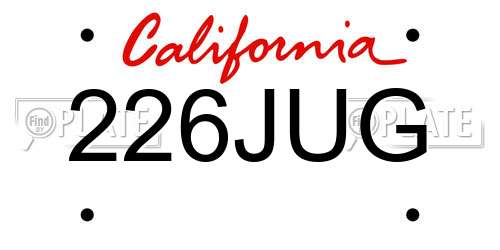 226JUG California License Plate