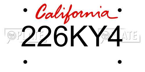 226KY4 California License Plate