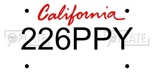 226PPY California License Plate