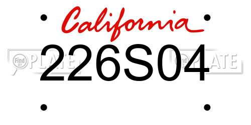 226S04 California License Plate