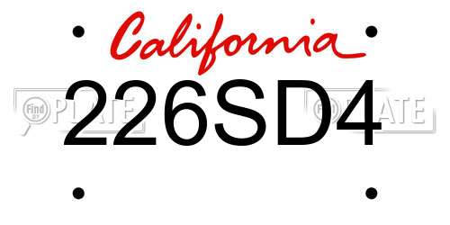 226SD4 California License Plate
