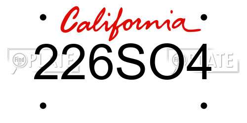 226SO4 California License Plate