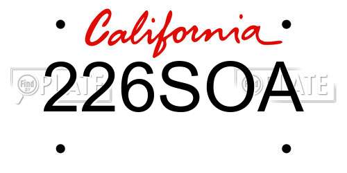 226SOA California License Plate