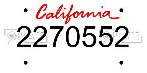 2270552 California License Plate