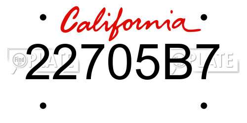 22705B7 California License Plate