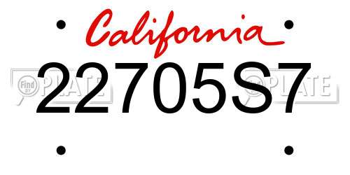 22705S7 California License Plate