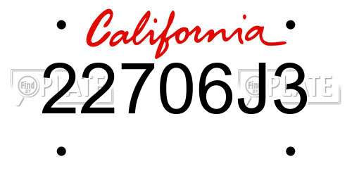 22706J3 California License Plate