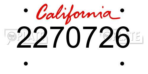 2270726 California License Plate