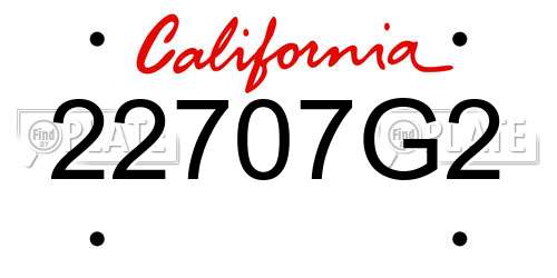 22707G2 California License Plate