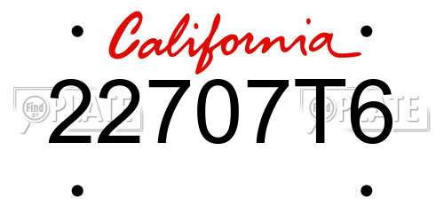22707T6 California License Plate