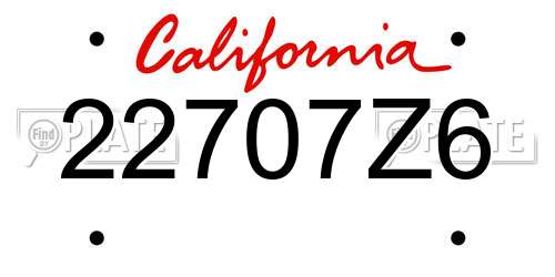 22707Z6 California License Plate